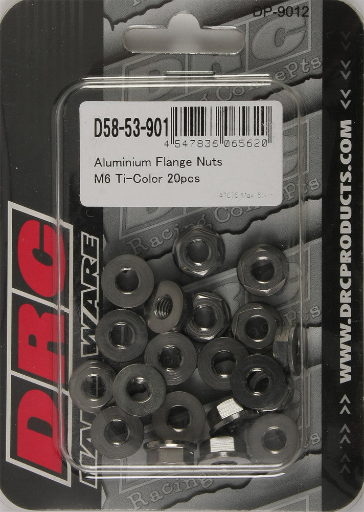 DRC Aluminum Flange Nuts Titanium M6x12mm 20/Pk D58-53-901