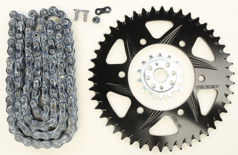 VORTEX Sprocket/Chain Kit Stl/Alu 14/46t Blk Sx3 520-106l Blk CK4262