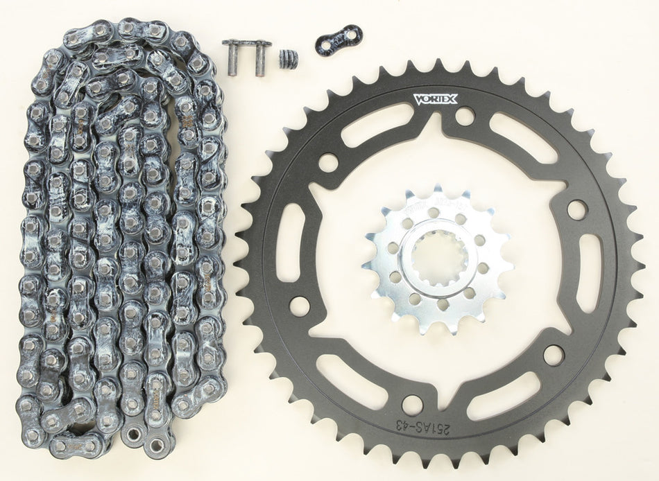 VORTEX Sprocket/Chain Kit Stl/Stl 15/43t Sil Rx3 520-114l Blk CK6341