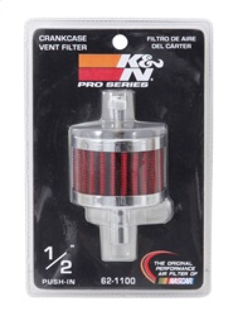 K&N Steel Base Crankcase Vent Filter 0.5in Vent OD x 2in OD x 1.5in Height 62-1100