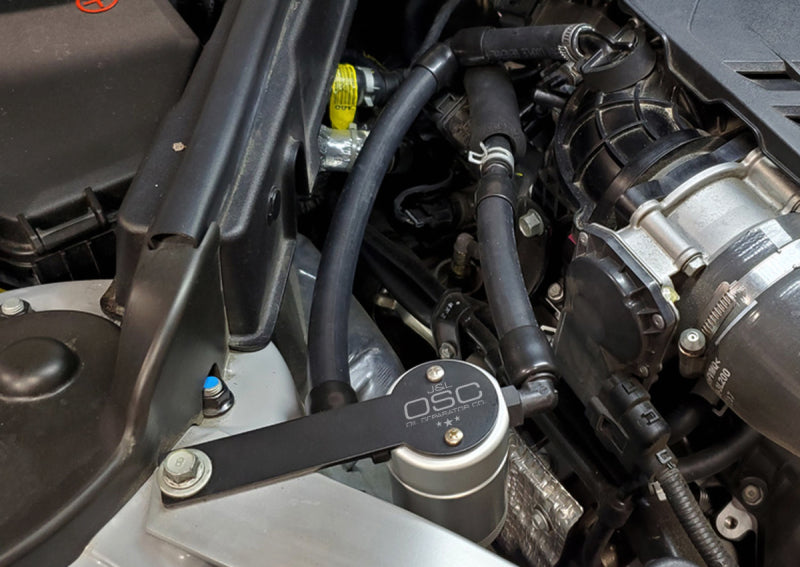 J&L 18-22 Kia Stinger GT 3.3TT Passenger Side Oil Separator 3.0 - Clear Anodized 3106P-C