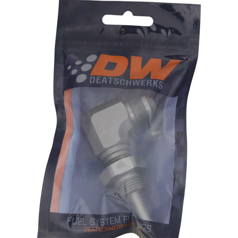 DeatschWerks 8AN Male Flare To 5/16in. Male Barb Bulkhead Adapter 90-Degree (Incl. Nut) 06-02-0713