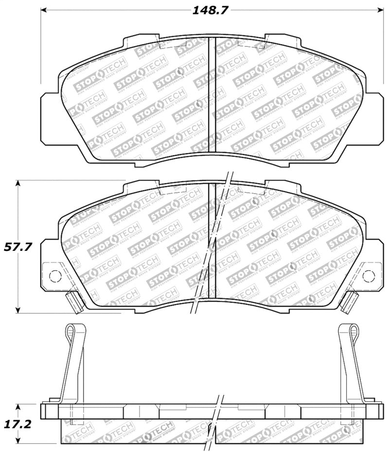 StopTech Performance 97-99 Acura CL/ 97-01 Integra Type R/91-95 Legend/91-05 NSX Front Brake Pads 309.0503