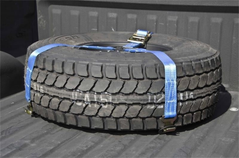 N-Fab Bed Mounted Rapid Tire Strap Universal - Gloss Black - Black Strap BM1TSBK