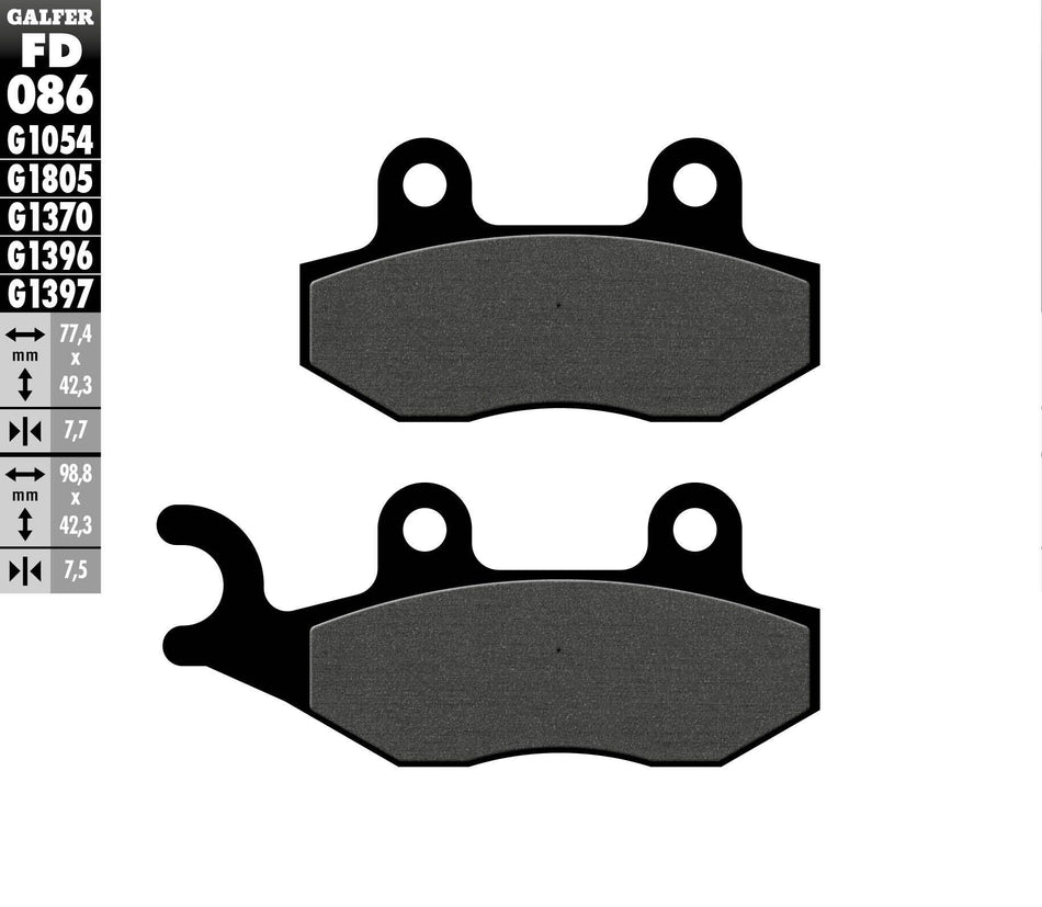 GALFER Brake Pads Semi Metallic Fd086g1054 FD086G1054