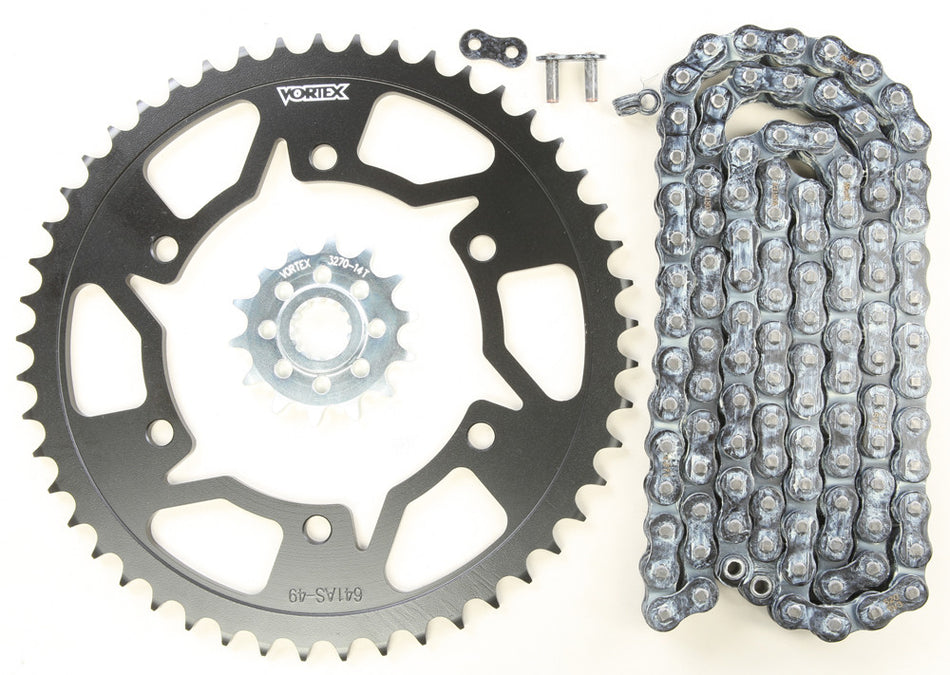 VORTEX Sprocket/Chain Kit Stl/Stl 14/49t Sil Sx3 520-108l Blk CK6266