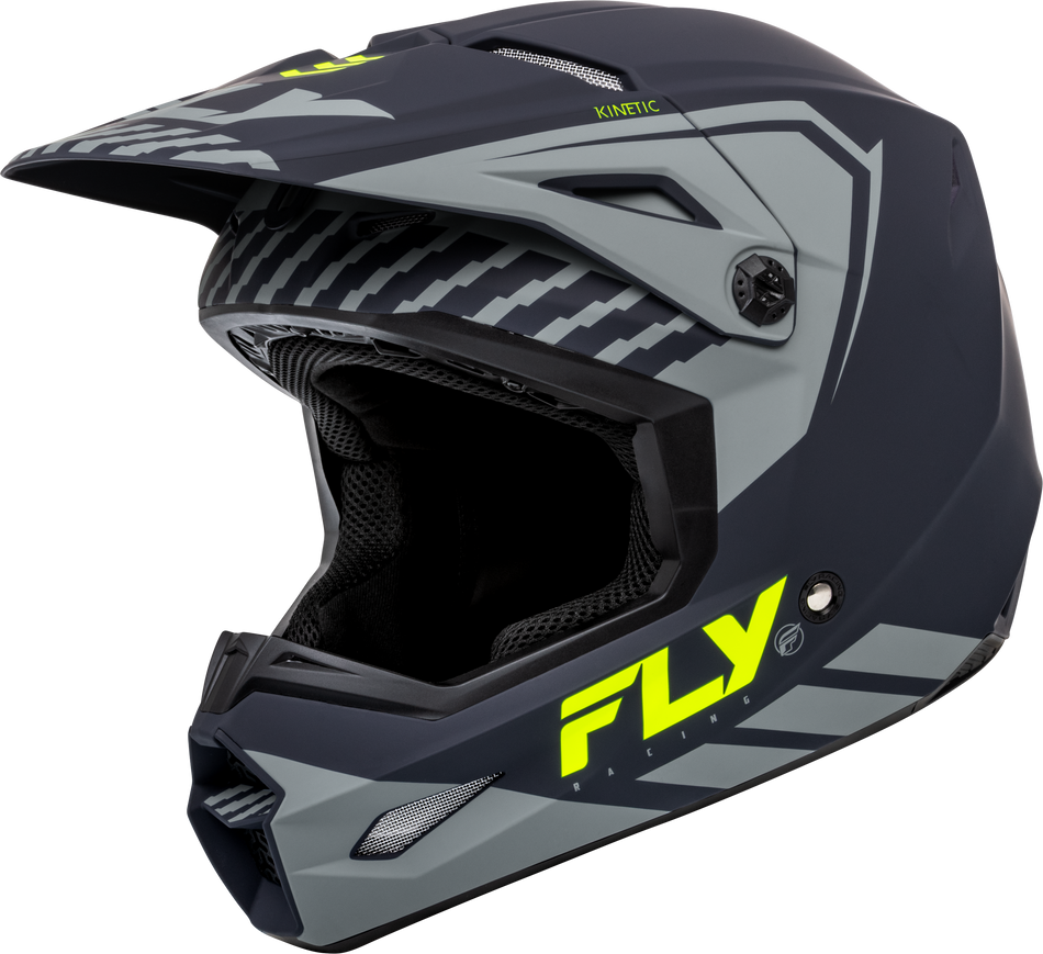 FLY RACING Youth Kinetic Menace Helmet Matte Grey/Hi-Vis Yl F73-8657YL