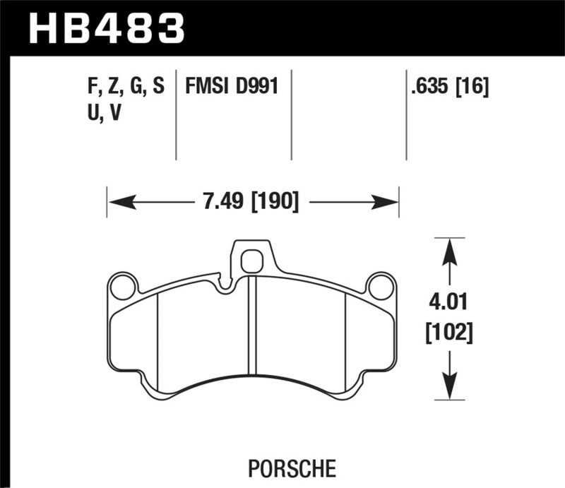 Hawk 08 Porsche 911 Targa 4/4S/03-05 911 GT2/04-08 GT3/07-08 Turbo DTC-70 Race Front Brake Pads KHB483U.635
