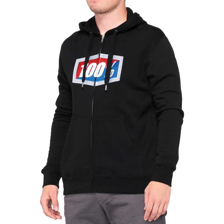 100% Official Fleece Zip-Up Hoodie - Black - Medium 20032-00011