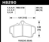 Hawk 98 Porsche 911 Targa/99-08 911 Carrera 4/00-06 Boxster S DTC-70 15mm Rear Brake Pads KHB290U.606