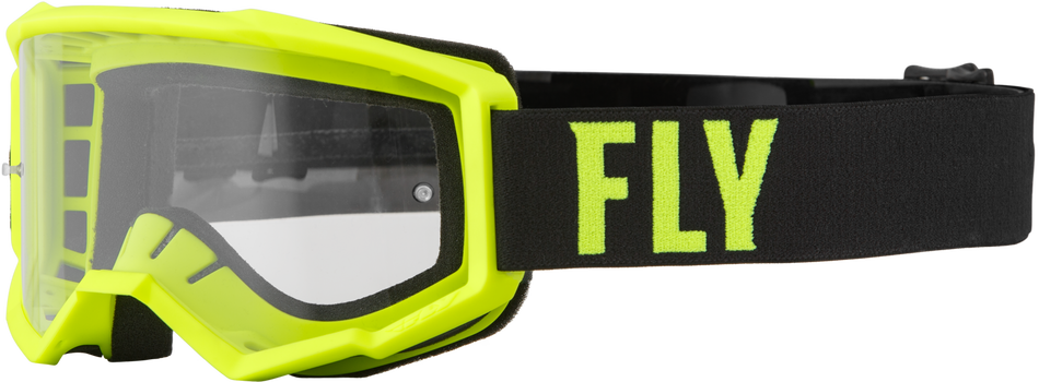 FLY RACING Jugend Focus Goggle Hi-Vis/Schwarz mit klarer Linse 37-51326