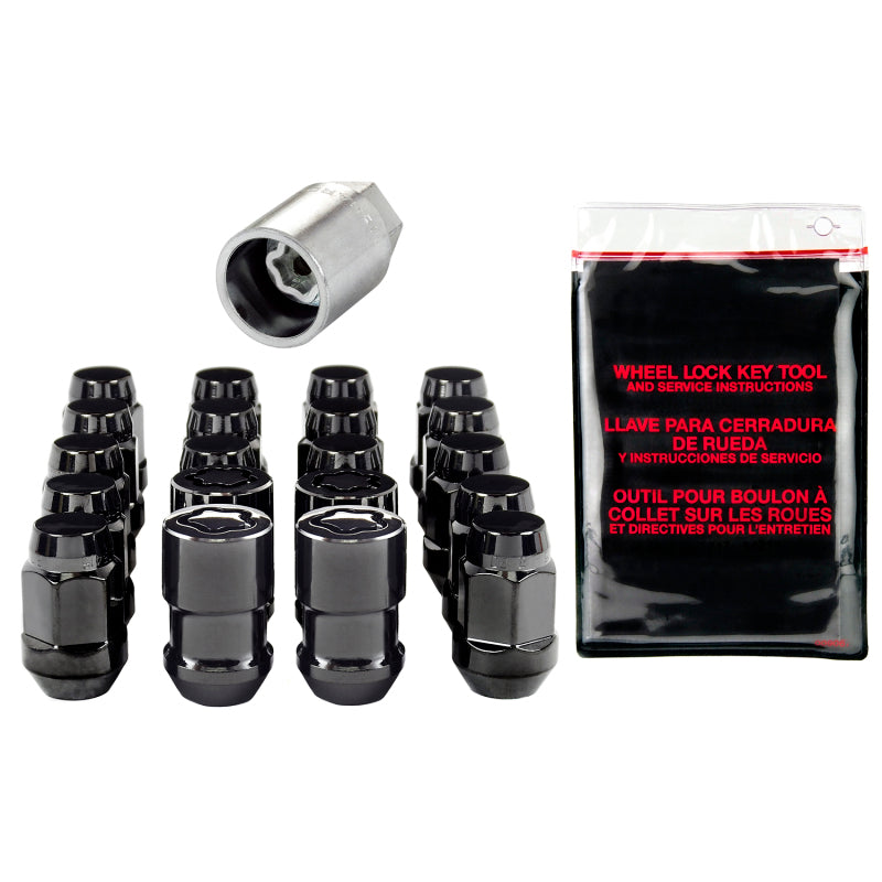 McGard 5 Lug Hex Install Kit mit Sicherungen (Kegelsitzmutter / Ausbuchtung) M12x1,5 / 3/4 Hex / 1,45 Zoll L - Schwarz 84538