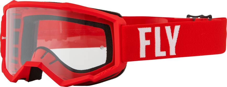 FLY RACING Youth Focus Schutzbrille Rot/Weiß mit klarer Linse 37-51335