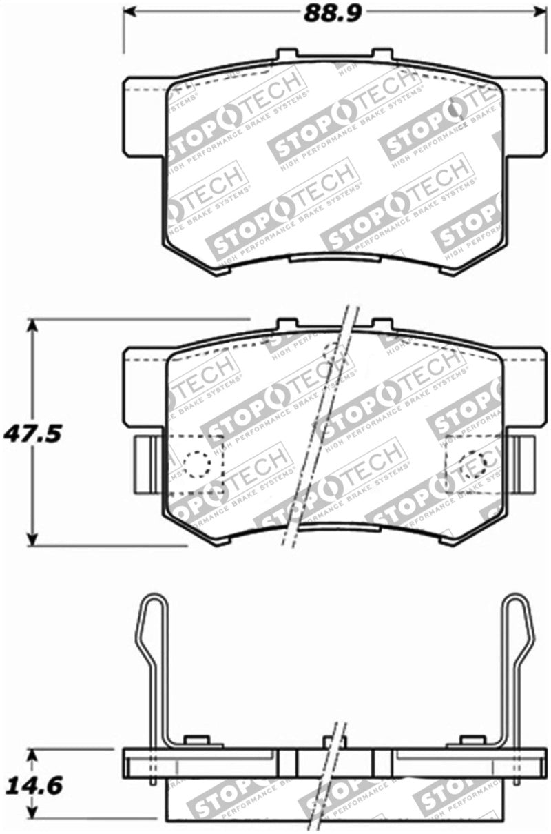 StopTech Performance 00-09 Honda S2000 / 92-07 Accord / 04-10 Acura TSX / 02-06 RSX Rear Brake Pads 309.0537