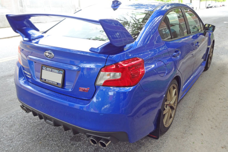 Rally Armor 15-18 Subaru WRX/STI (Sedan Only) UR White Mud Flap w/ Red Logo MF32-UR-WH/RD