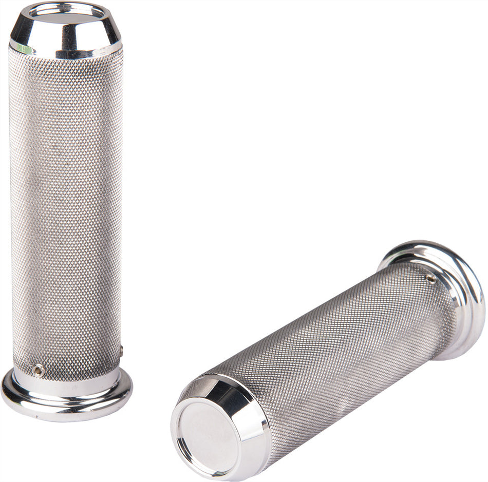 HARDDRIVE Knurled Grips Throttle By Wire Polished 1 In R-GR101-KP