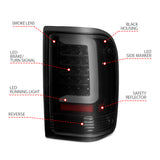 ANZO 1993-1997 Ford  Ranger LED Tail Lights w/ Light Bar Black Housing Smoked Lens 311360