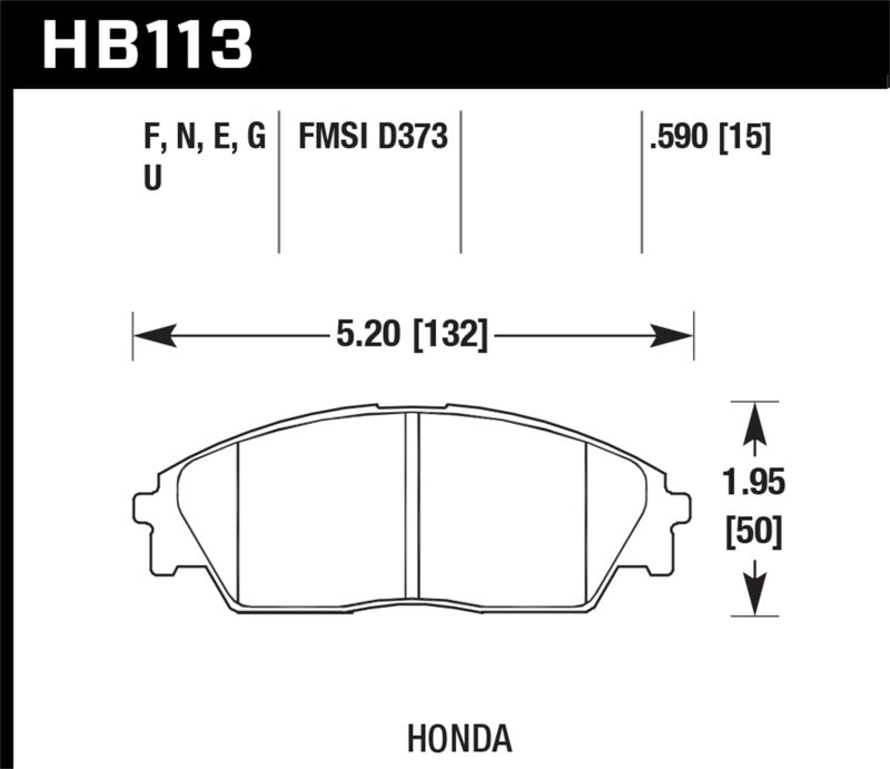 Hawk Honda/ Acura 88-91 Civic Wagon/90-91CRX Si/ 88-90 Prelude S HPS Street Front Brake Pads KHB113F.590