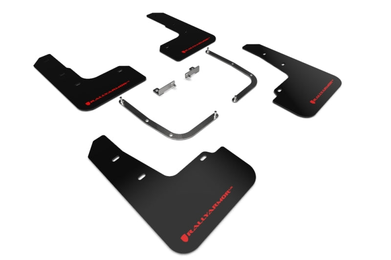 Rally Armor 19-21 Hyundai Veloster Turbo R-Spec Black UR Mud Flap w/ Red Logo MF58-UR-BLK/RD