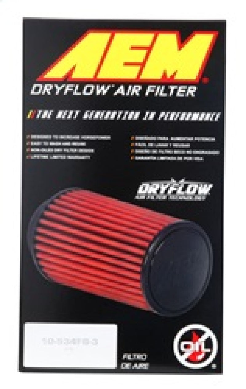 AEM Dryflow Air Filter - Round Tapered - 2.75in Flange ID x 5.5in Base OD x 4.75in Top OD x 7.5in H 21-2157DK