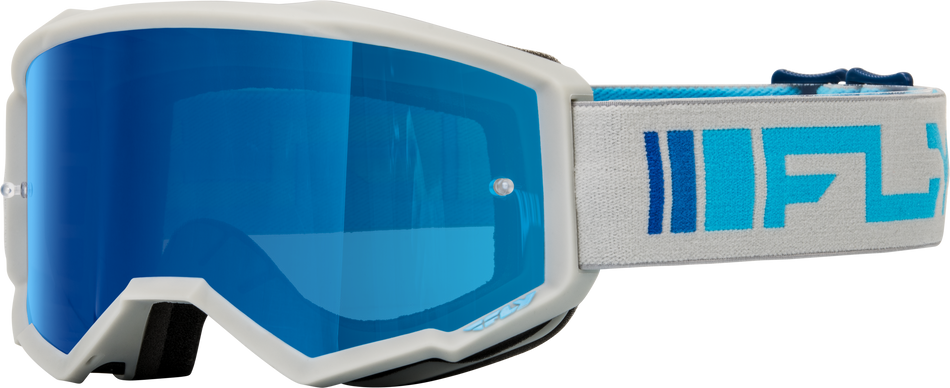 FLY RACING Zone Goggle Silver/Blue W/ Dark Blue Mirror/Smoke Lens 37-51523