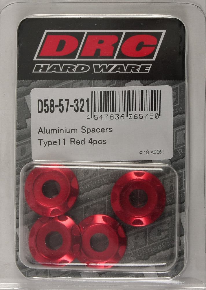 DRC Aluminum Spacers Type 11 Red M6x12mm 4/Pk D58-57-321