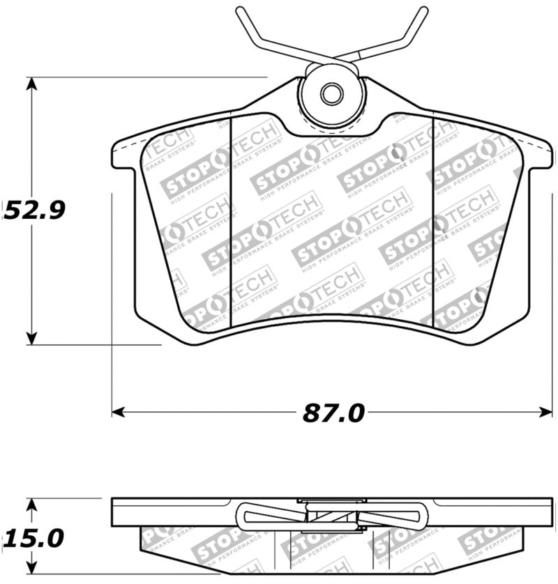 StopTech 02-08 Audi A4 Quattro / 2/99-02 Audi S4 / 93-10 VW Golf GL/GLS Performance Rear Brake Pads 309.034