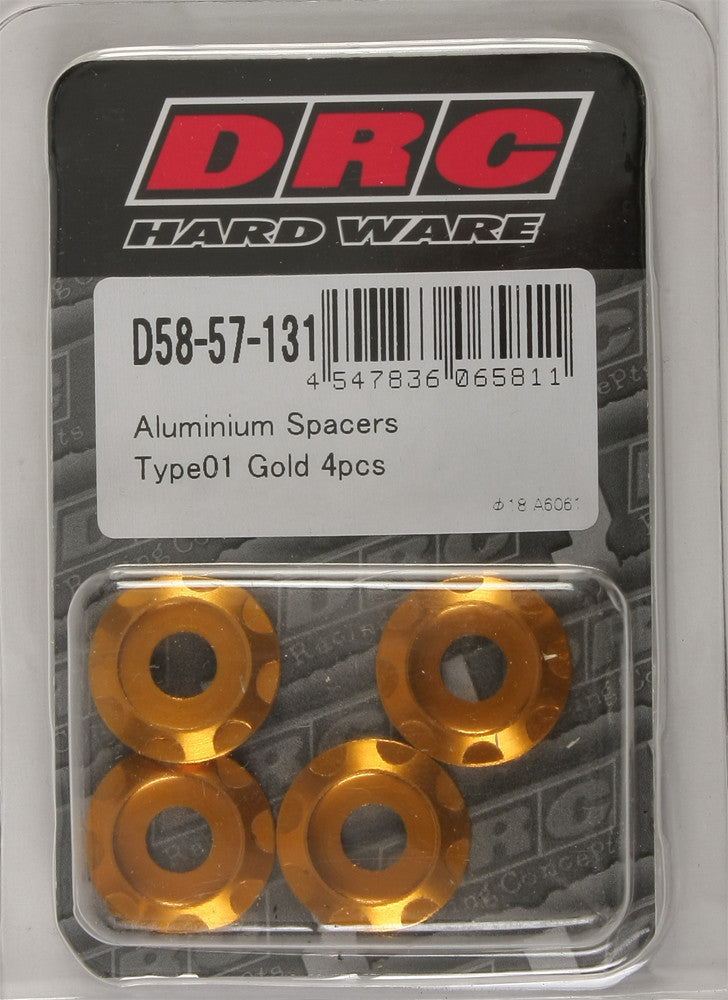 DRC Aluminum Spacers Type 1 Gold M6x12mm 4/Pk D58-57-131