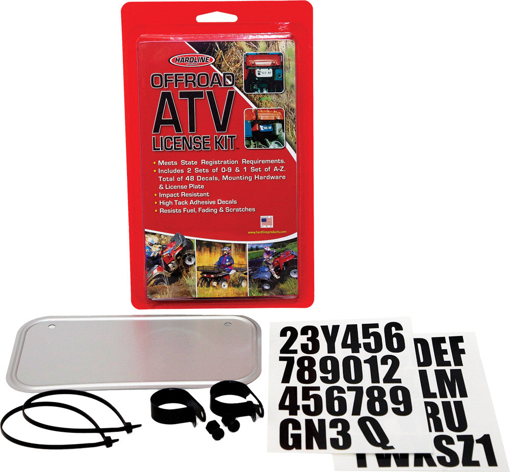 HARDLINE Atv License Plate Kit Silver Aluminum 2343C