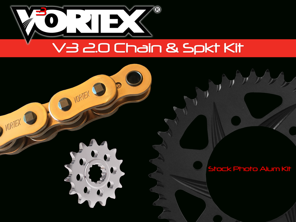 VORTEX Sprocket/Chain Kit Stl/Alu 16/45t Blk Sx3 525-110l Gld CKG6452