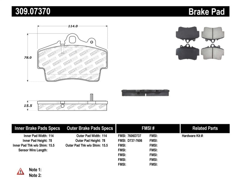 StopTech Performance Brake Pads 309.0737