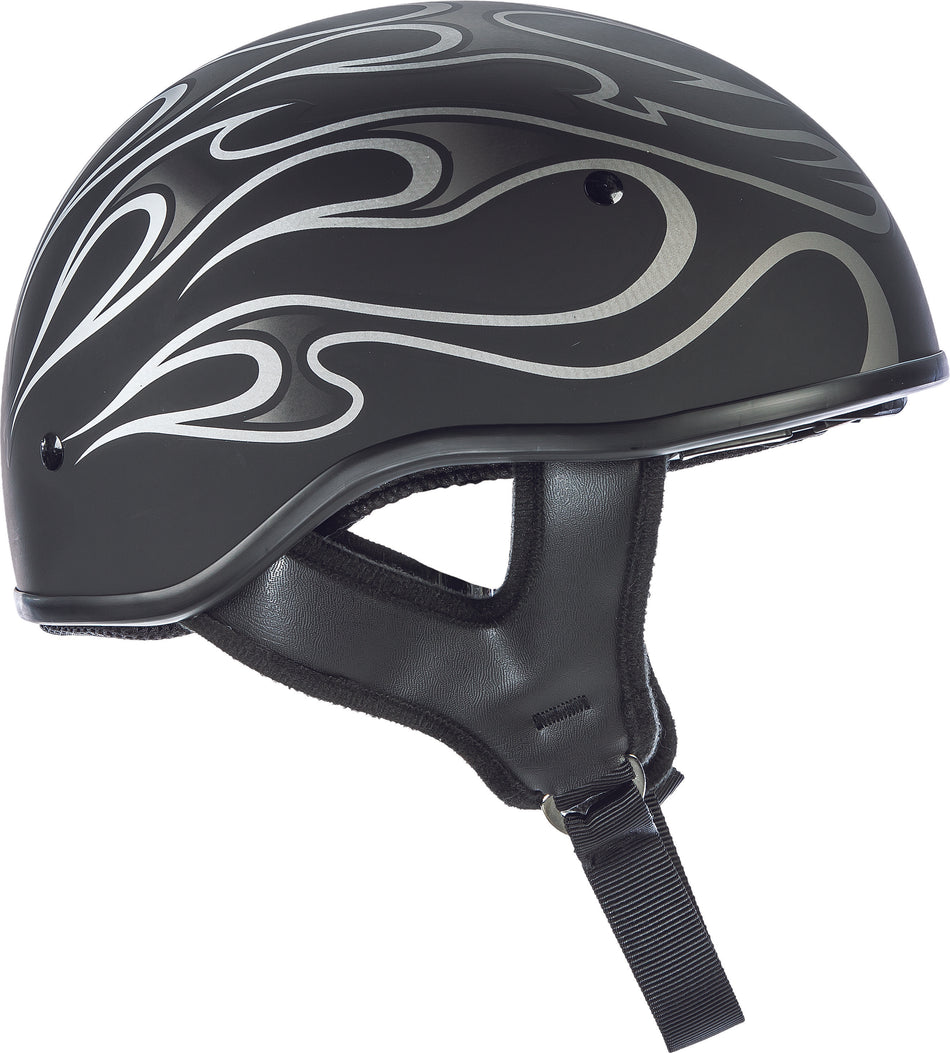 FLY RACING .357 Flame Half Helmet Matte Grey Md 73-8203-3