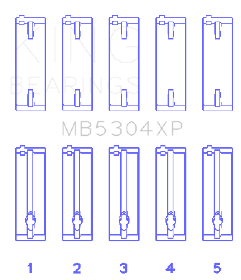 King Mazda B6/B6-T/ZM/B3/B5 (Size +0.5) Main Bearing Set GMB5304XP0.5