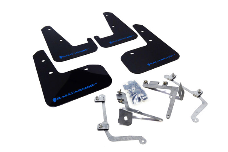 Rally Armor 11-14 Subaru WRX/STI (Sedan Only) Black UR Mud Flap w/ Blue Logo MF19-UR-BLK/BL