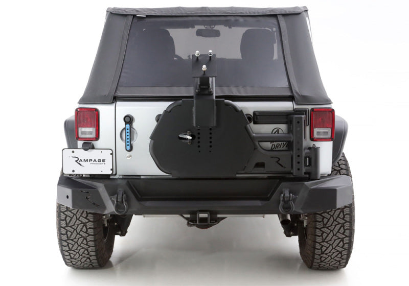 Rampage 07-18 Jeep Wrangler JK (Incl. Unlimited) Trail Guard Tire Carrier - Black 9950919