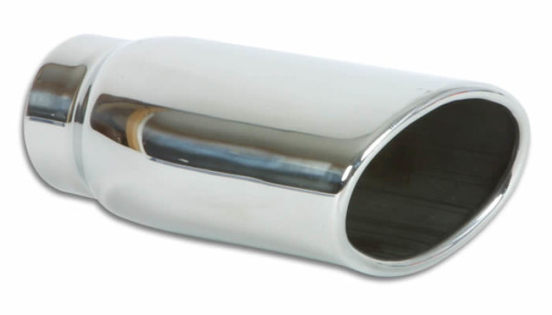 Vibrant 4.5in x 3in Oval SS Exhaust Tip (Single Wall Angle Cut Rolled Edge) 1406