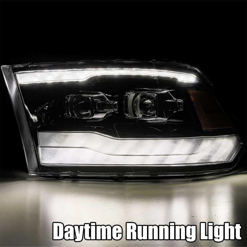 AlphaRex 09-18 Dodge Ram 1500HD PRO-Series Projector Headlights Plank Style Black w/Seq Signal/DRL 880597