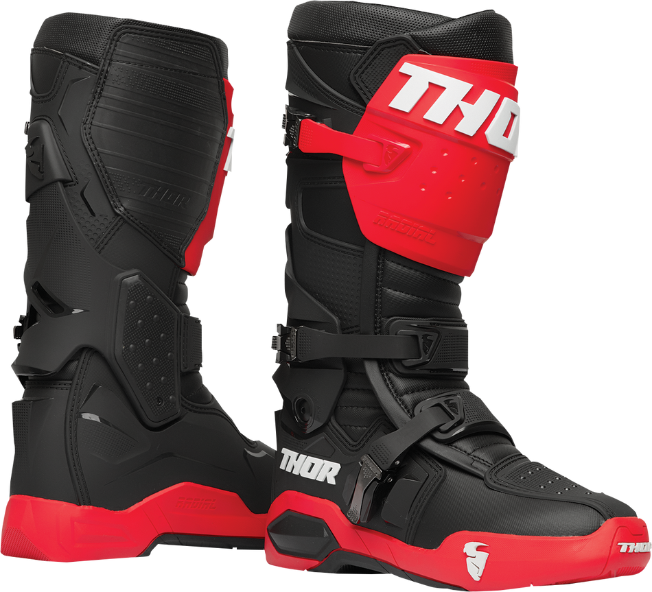 THOR Radial Boots - Red/Black - Size 7 3410-2244