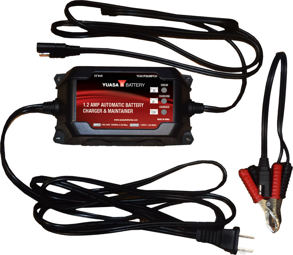 YUASA 1.2 Amp Charger & Maintainer (12v) YUA1P2AMPCH