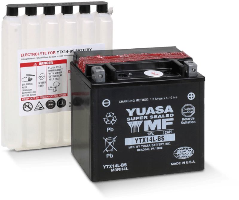 Yuasa YTX14L-BS Maintenance Free AGM 12 Volt Battery (Bottle Supplied) YUAM3RH4L