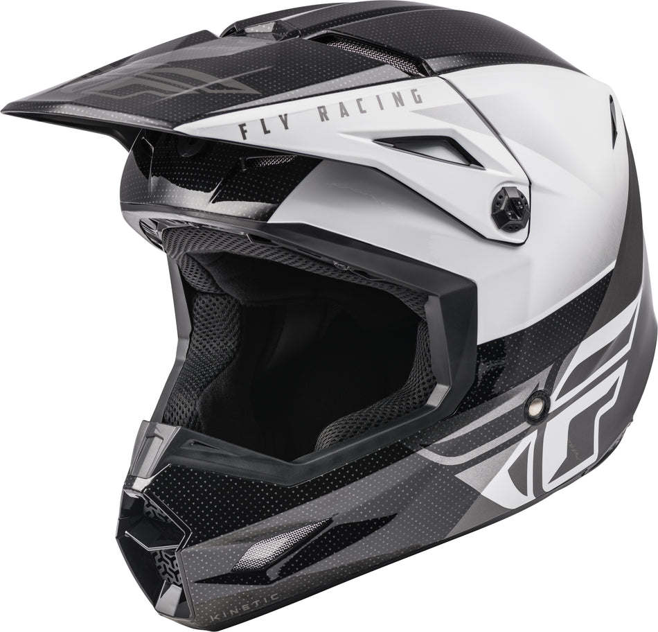 FLY RACING Youth Kinetic Straight Edge Helmet Black/White Ym 73-8630YM