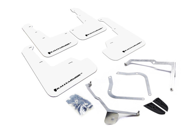Rally Armor 15-18 Subaru WRX/STi Sedan UR White Mud Flap w/ Black Logo MF32-UR-WH/BLK