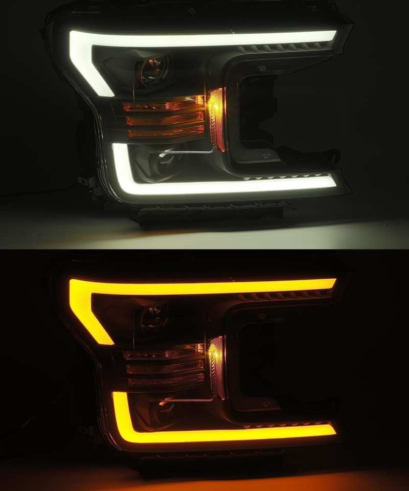 AlphaRex 18-20 Ford F-150 LUXX Style Projector Headlights Alpha Black w/Activation Light/DRL 880176