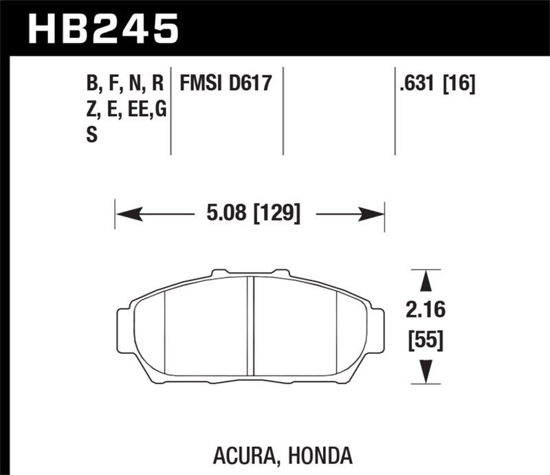 Hawk 94-01 Acura Integra (excl Type R)  HP+ Street Front Brake Pads KHB245N.631