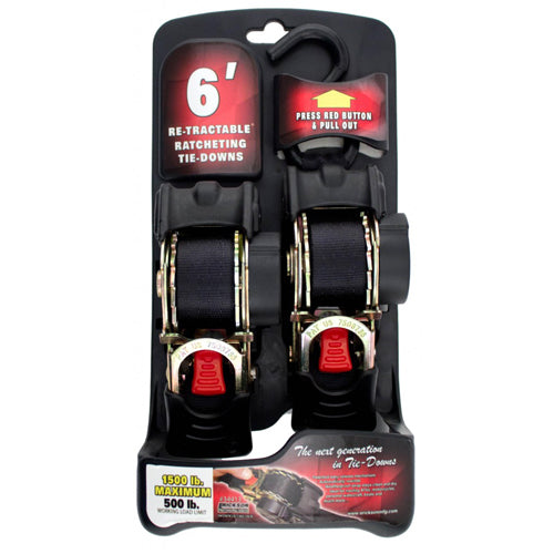 Erickson Erickson Retractable Ratcheting Tie Down Straps - 1 X 6ft EK34413