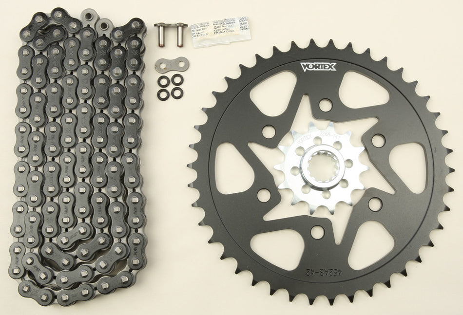 VORTEX Sprocket/Chain Kit Stl/Stl 14/42t Sil Sx3 520-108l Blk CK6352