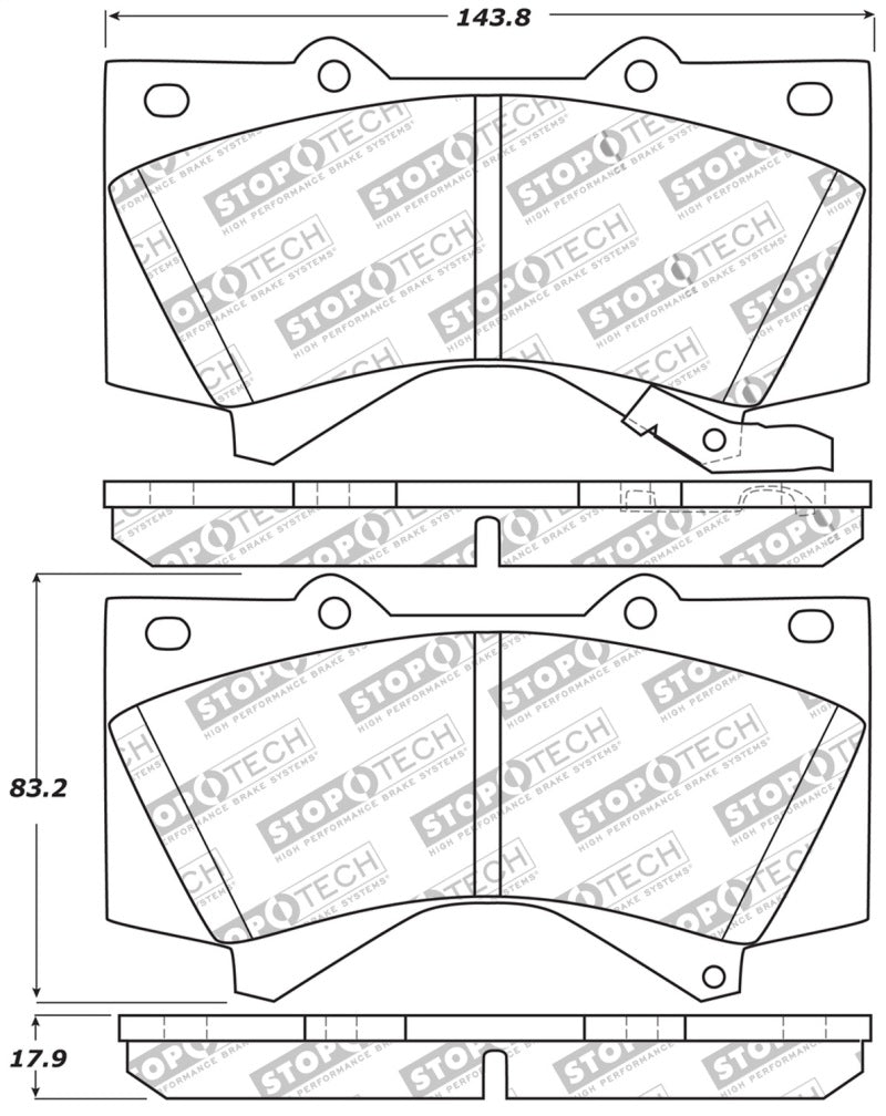 StopTech 13-18 Toyota Land Cruiser Performance Front Brake Pads 309.1303