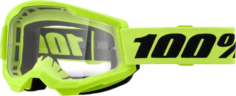 100% Strata 2 Junior Goggle Neon Yellow Clear Lens 50031-00010