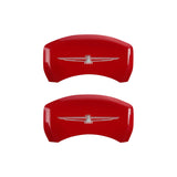 MGP 4 Caliper Covers Engrvd Front No bolts/Tbird Engrvd Rear/Tbird Emblem Red fnsh slvr ch 10086STDBRD