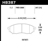 Hawk 06-09 350z/ 05-08 G35 w/o Brembo Performance Ceramic Street Front Brake Pads KHB387Z.547